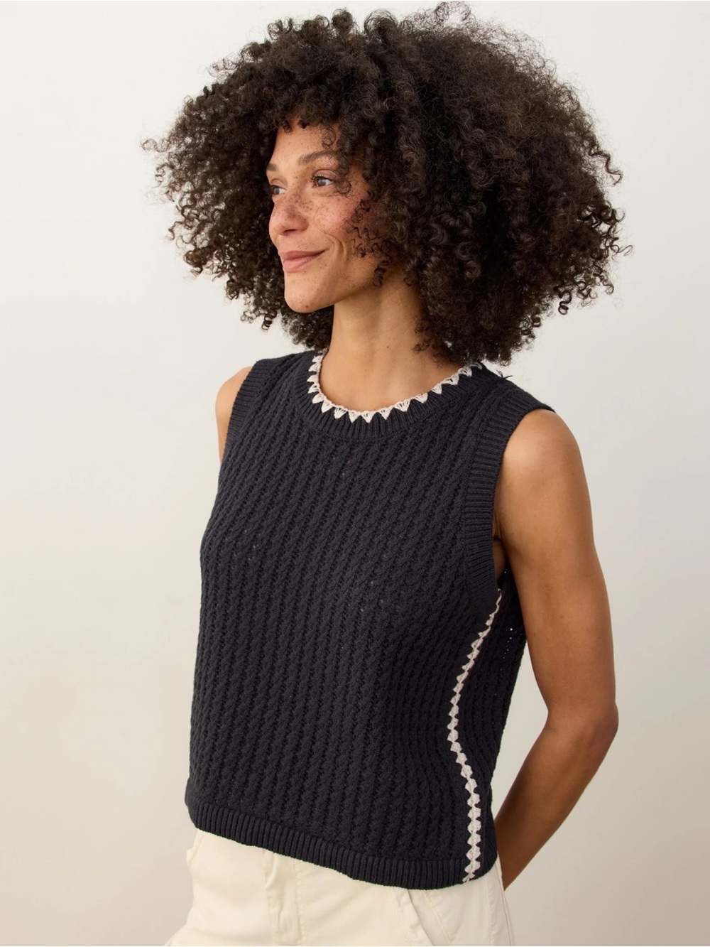MARINE LAYER Black Clara Sweater Vest